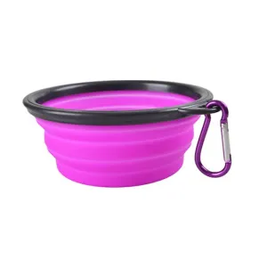 2Pcs M 650ml purple Portable Outdoor Pet feed bowl Foldable Silicone travel Bowl AZ11372