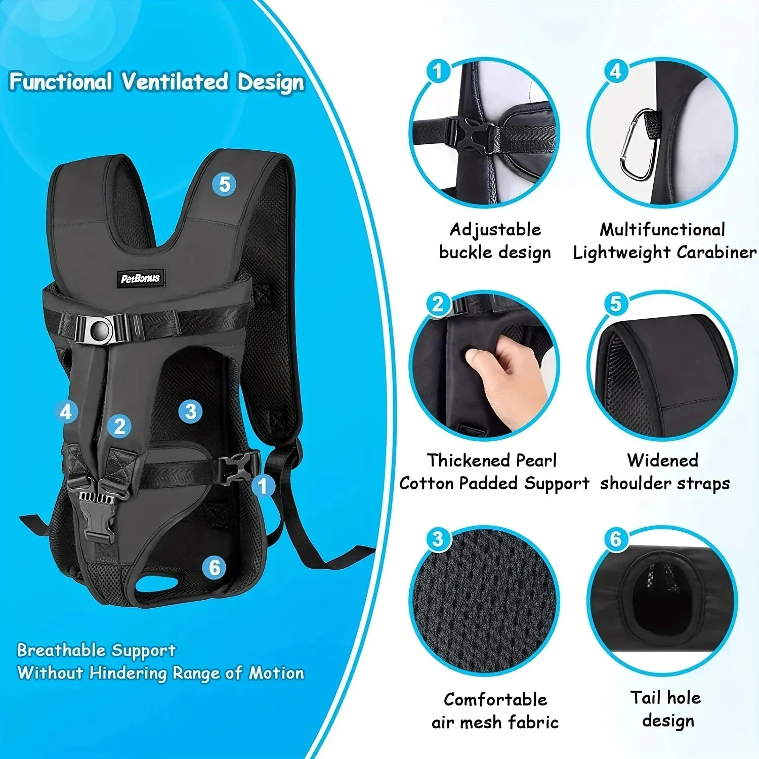 Adjustable Dog Carrier Backpack for Medium and Small Dogs