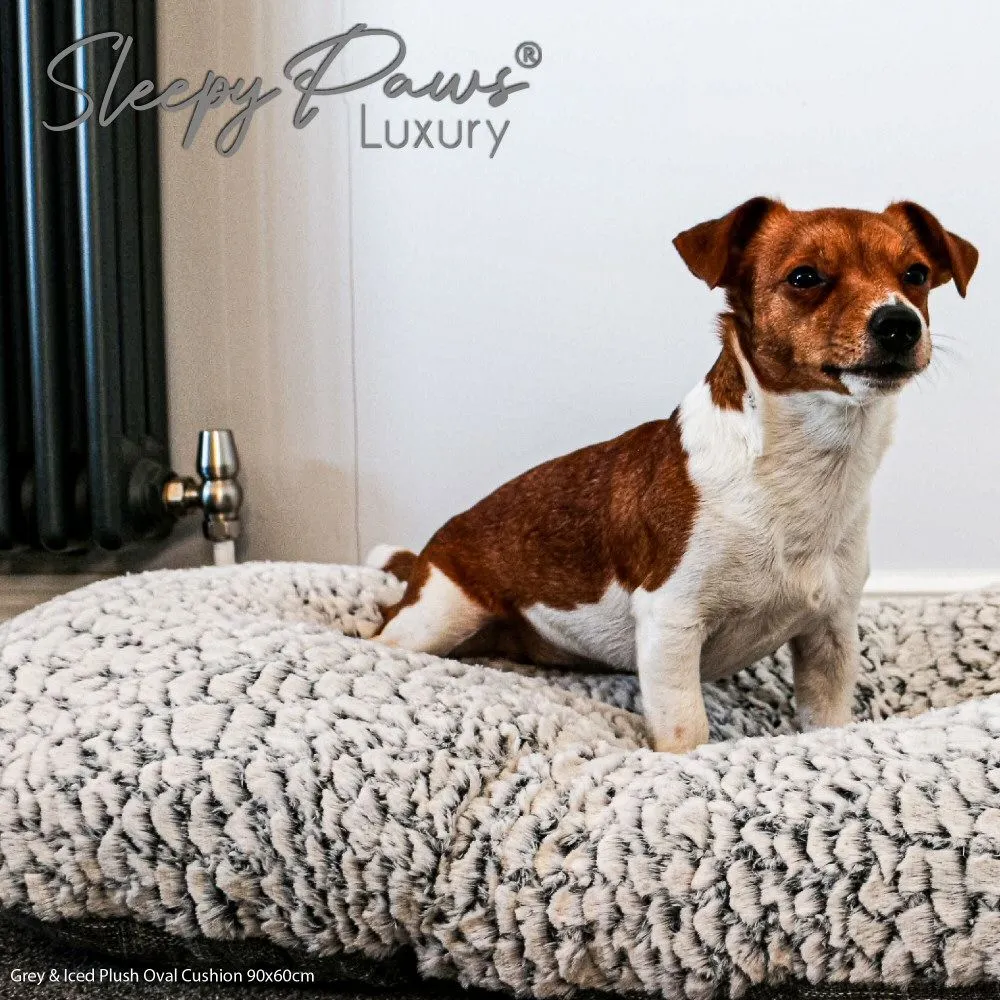 Ancol 100cm Grey Sleepy Paws Oval Dog Bed