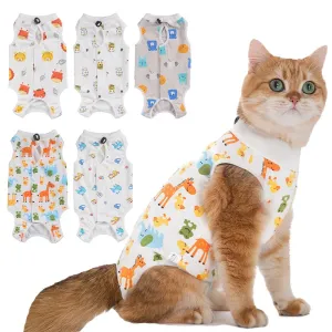 Animal Print Cat Recovery Suit – Pure Cotton