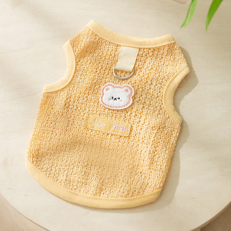 Breathable Bear Printed Dog Harness Vest