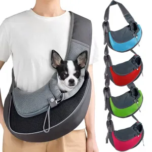 Breathable Small Pet Sling Carrier with Adjustable Shoulder Strap