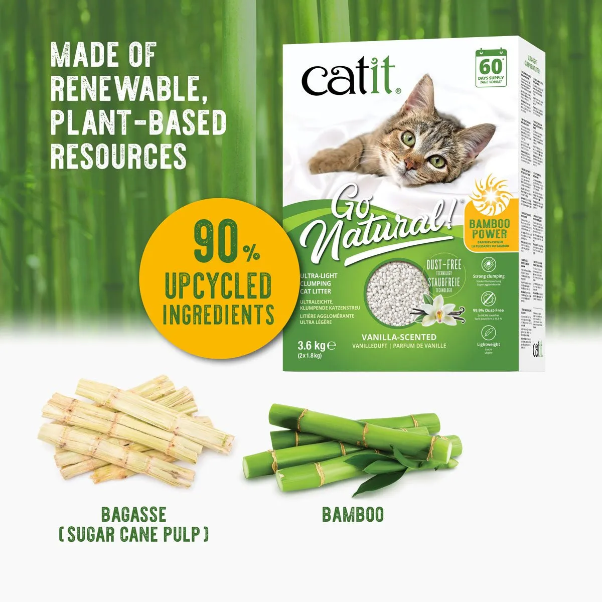 CATIT Go Natural! Ultra-Light Bamboo Power Clumping Cat Litter