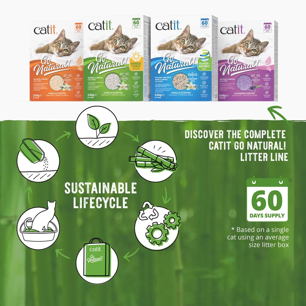 CATIT Go Natural! Ultra-Light Bamboo Power Clumping Cat Litter