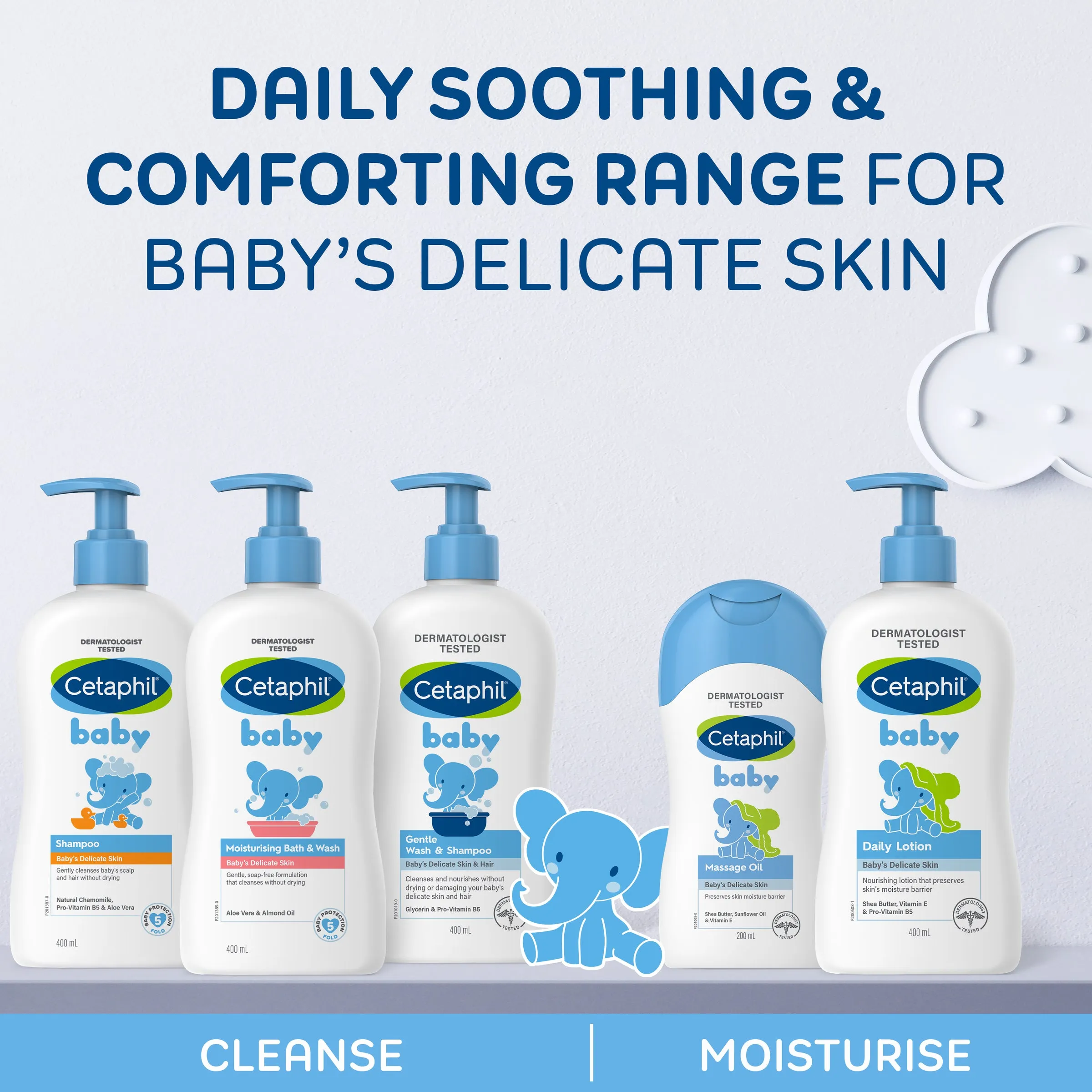 Cetaphil Baby Gentle Wash & Shampoo 230mL, For Newborn Baby
