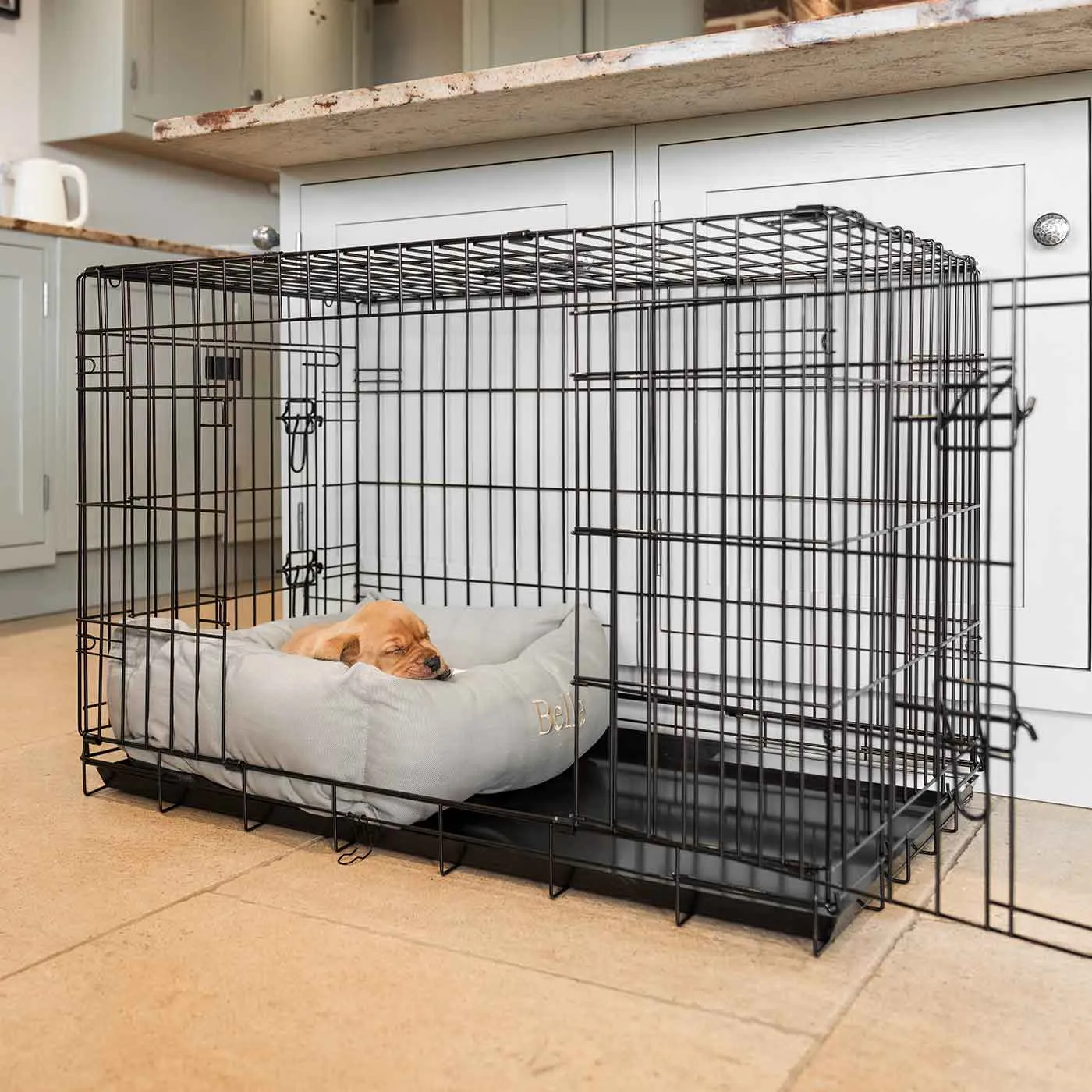Cosy & Calming Puppy Crate Bed in Savanna Stone by Lords & Labradors