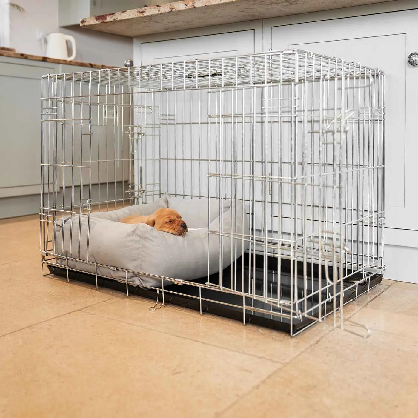 Cosy & Calming Puppy Crate Bed in Savanna Stone by Lords & Labradors