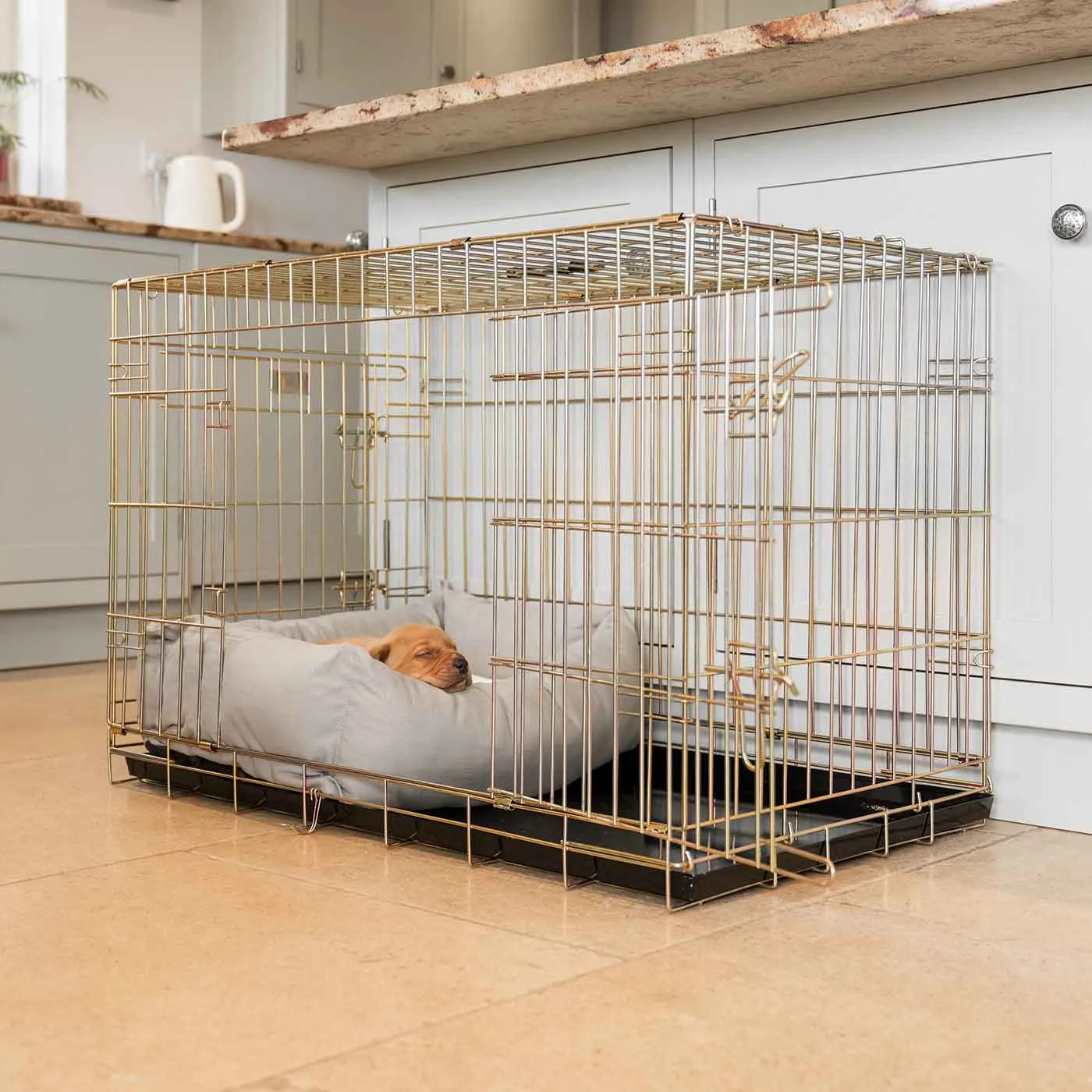 Cosy & Calming Puppy Crate Bed in Savanna Stone by Lords & Labradors