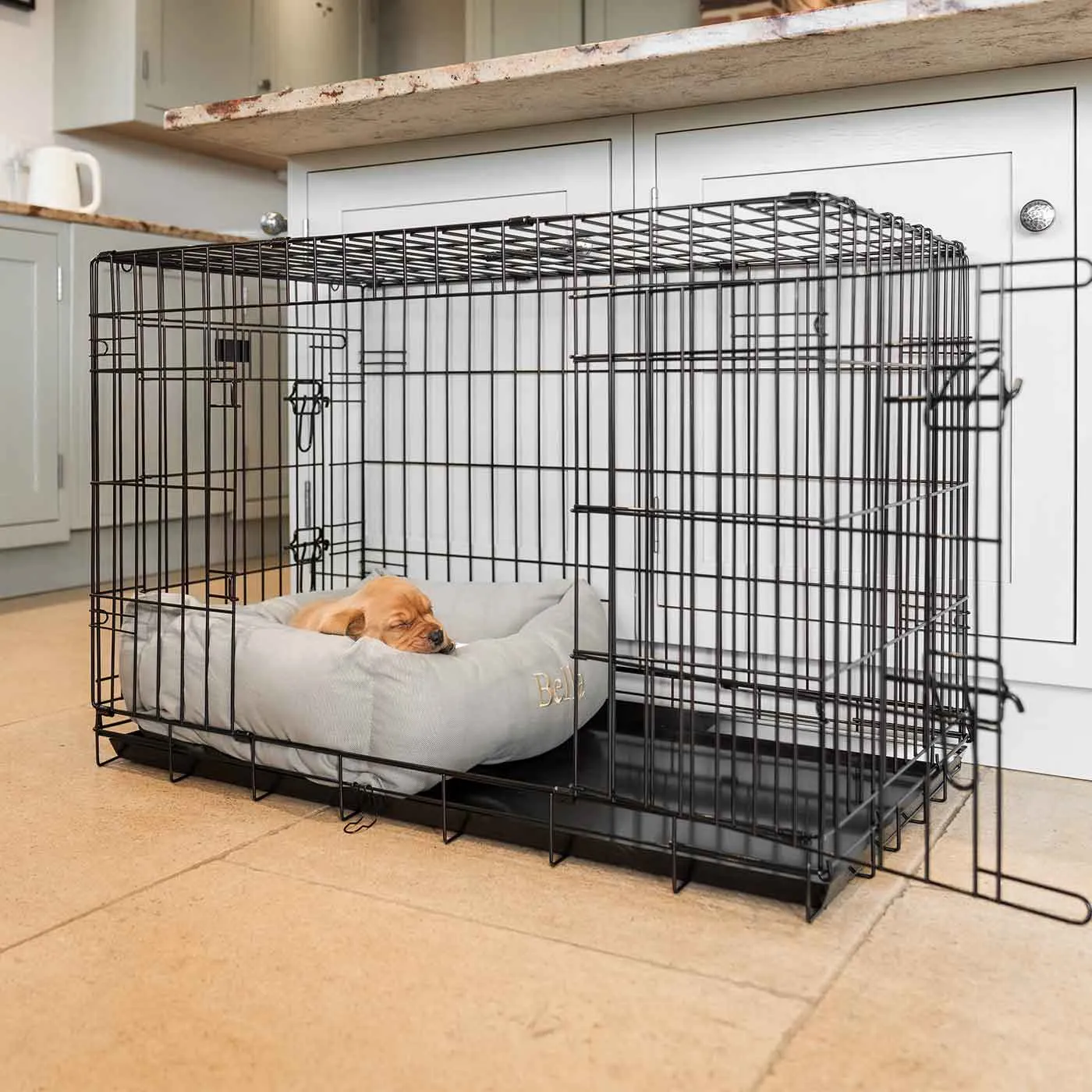 Cosy & Calming Puppy Crate Bed in Savanna Stone by Lords & Labradors
