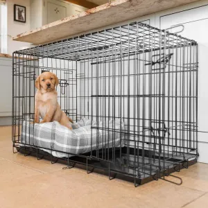 Cosy & Calming Puppy Crate Bed With Removable Covers in Balmoral Dove Grey Tweed by Lords & Labradors