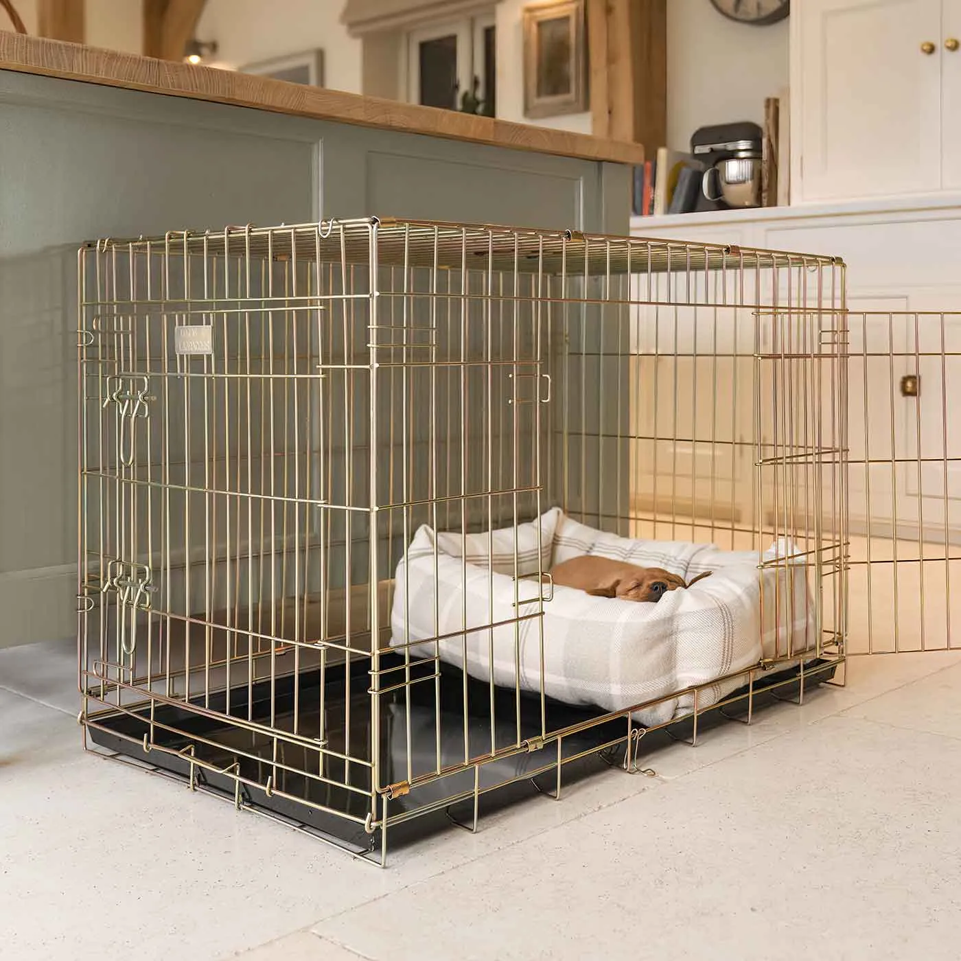 Cosy & Calming Puppy Crate Bed With Removable Covers in Balmoral Natural Tweed by Lords & Labradors