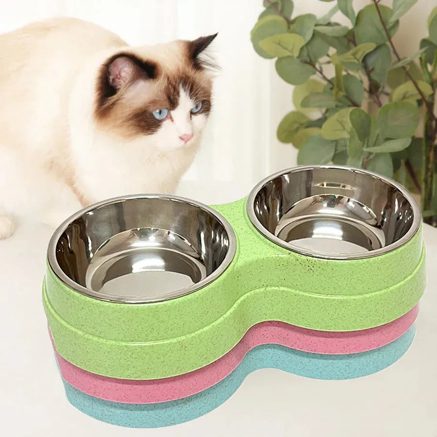 Eco-Friendly Wheat Straw Double Bowl for Dogs