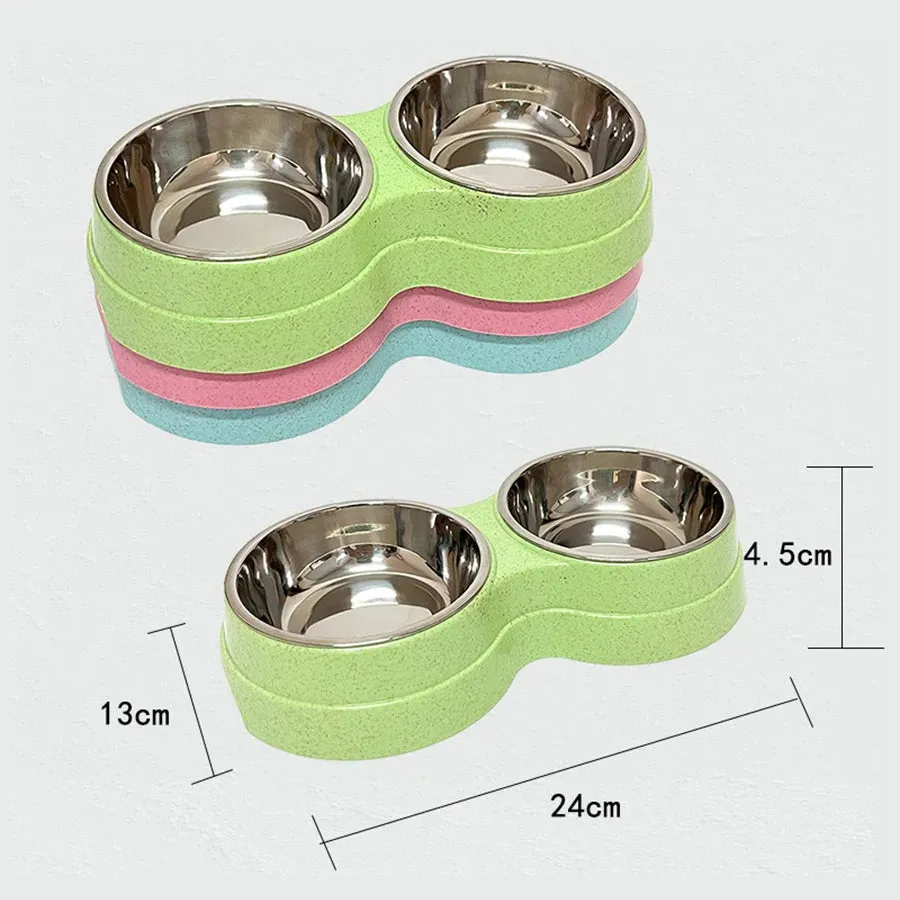 Eco-Friendly Wheat Straw Double Bowl for Dogs