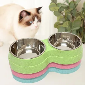 Eco-Friendly Wheat Straw Double Bowl for Dogs