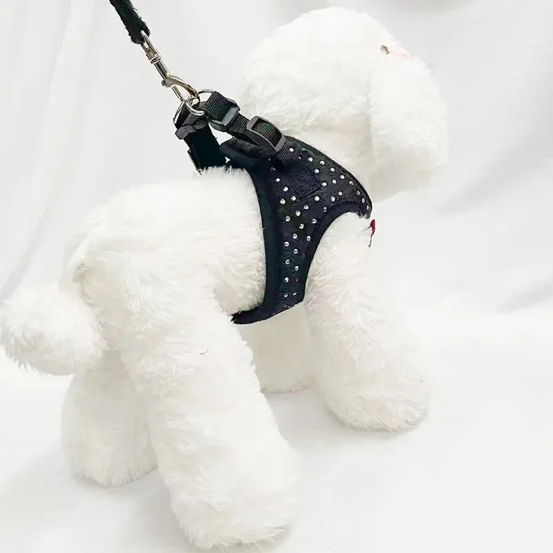 Elegant Soft Diamond Dog Harness Vest
