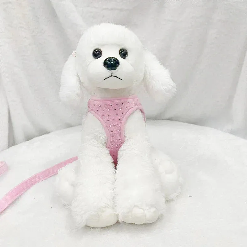 Elegant Soft Diamond Dog Harness Vest
