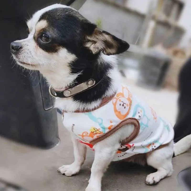 Fashion Dog Vest with Cute Cartoon Print - Breathable Thin T-Shirt for Chihuahuas, Small to Medium Dogs, Pugs, Puppies, Cats, and Stylish Pets