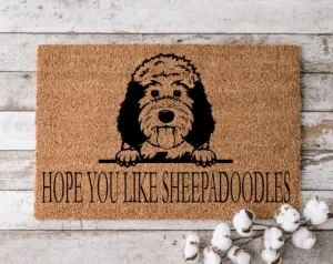 Hope You Like Sheepadoodles Welcome Mat, Perfect Gift for Dog Owner Pet Lover, Personalized Doormat, Home Decor