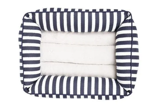 MOG AND BONE - Bolster Dog Bed - Navy Hampton Stripe Print