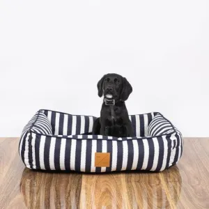 MOG AND BONE - Bolster Dog Bed - Navy Hampton Stripe Print