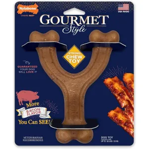 Nylabone Gourmet Style Strong Chew Wishbone Dog Chew Toy Bacon Large
