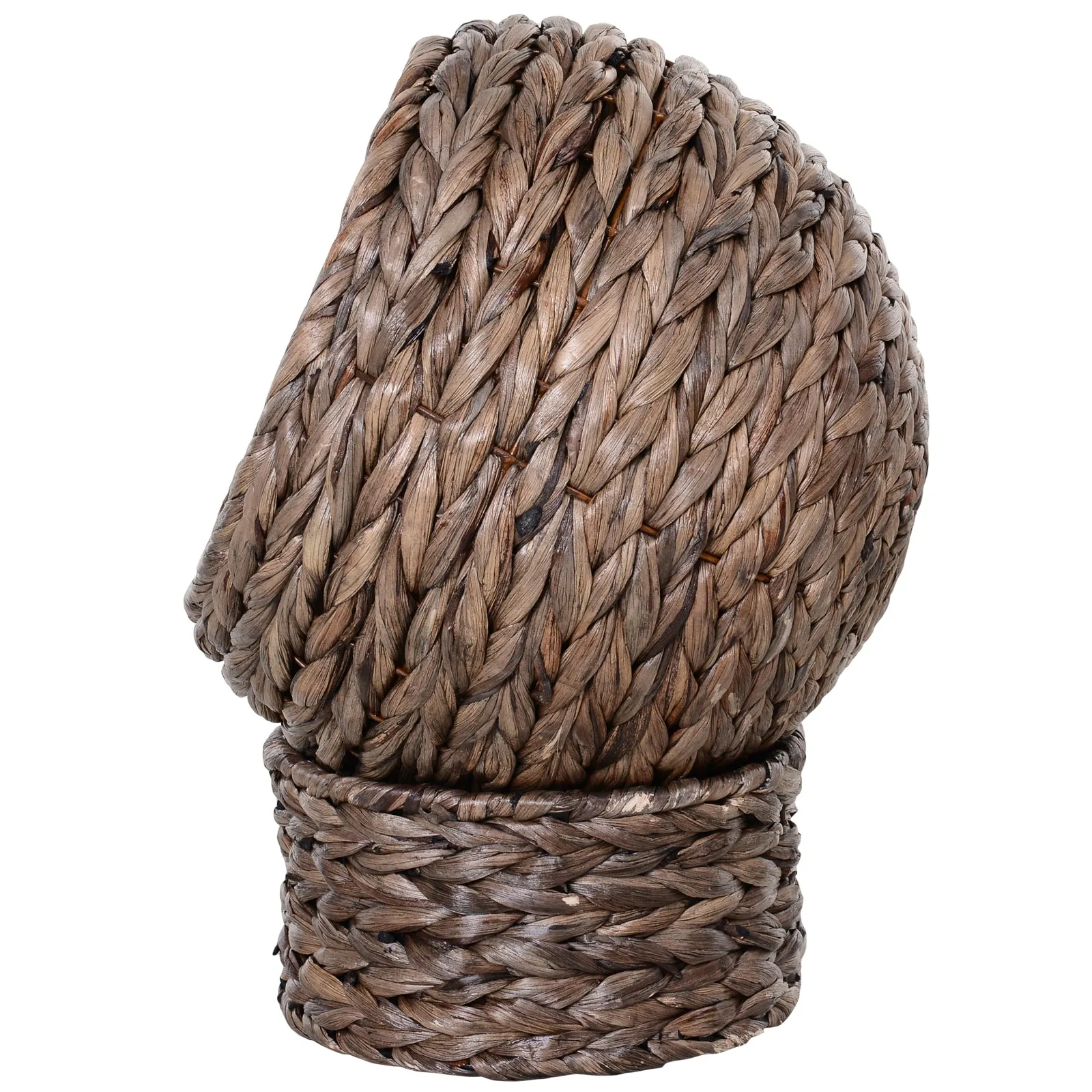 PawHut Elevated Kitten Hooded Rattan Cat House Basket Cushion, 42x33x52cm Grey