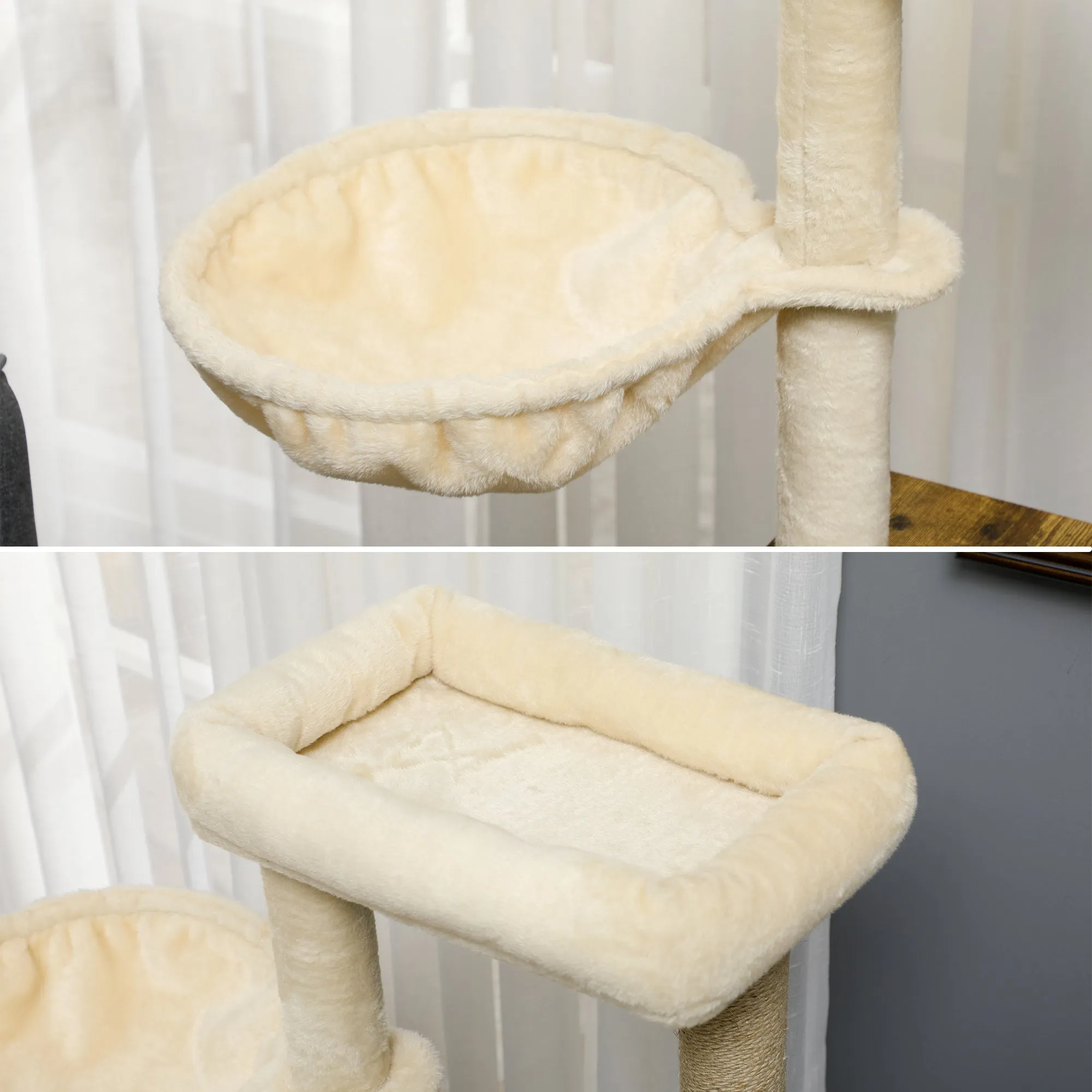 PawHut Litter Box Enclosure with Cat Tree Tower, Hammock, Cushion