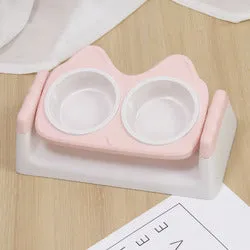 PAWS ASIA Wholesale Eco Friendly Plastic Pet Elevated Adjustable Feeding Double Tilted Cat Bowl
