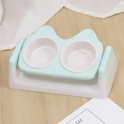 PAWS ASIA Wholesale Eco Friendly Plastic Pet Elevated Adjustable Feeding Double Tilted Cat Bowl