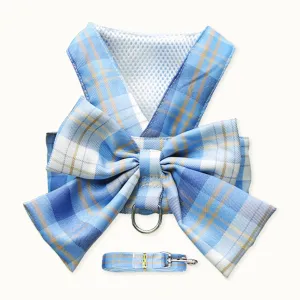 Plaid Bow Pet Harness Dress or Vest with Leash Set for Cats and Small Dogs