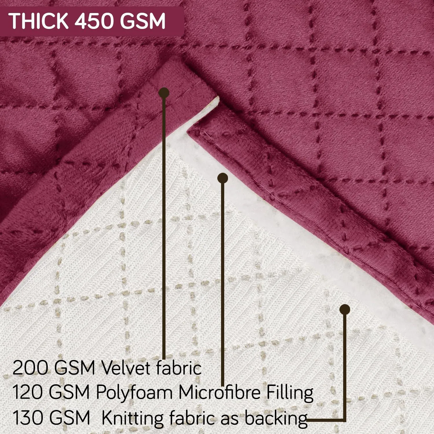 Quilted Velvet Sofa Cover Mat with Side Pockets, Pet Friendly, Wine