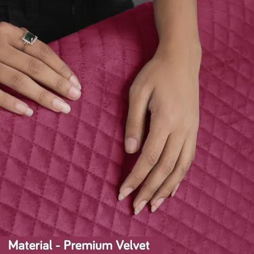 Quilted Velvet Sofa Cover Mat with Side Pockets, Pet Friendly, Wine