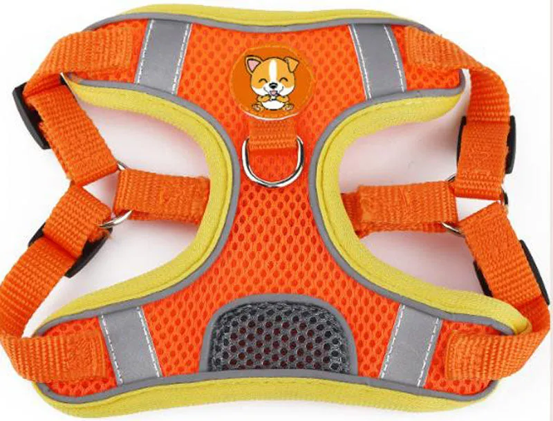 Reflective breathable leash for pet chest harness
