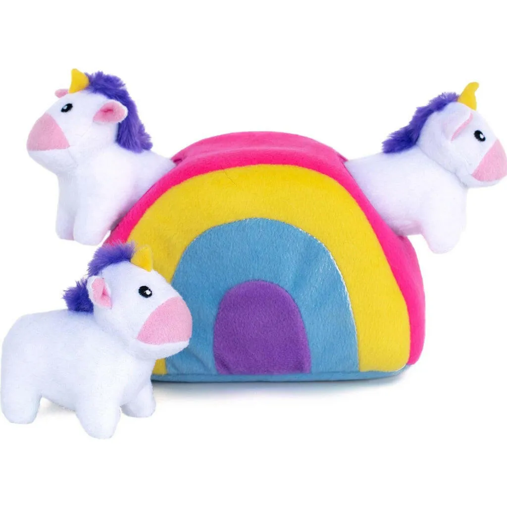 Zippy Paws Burrow Unicorns in Rainbow Interactive Squeaky Toy for Dogs