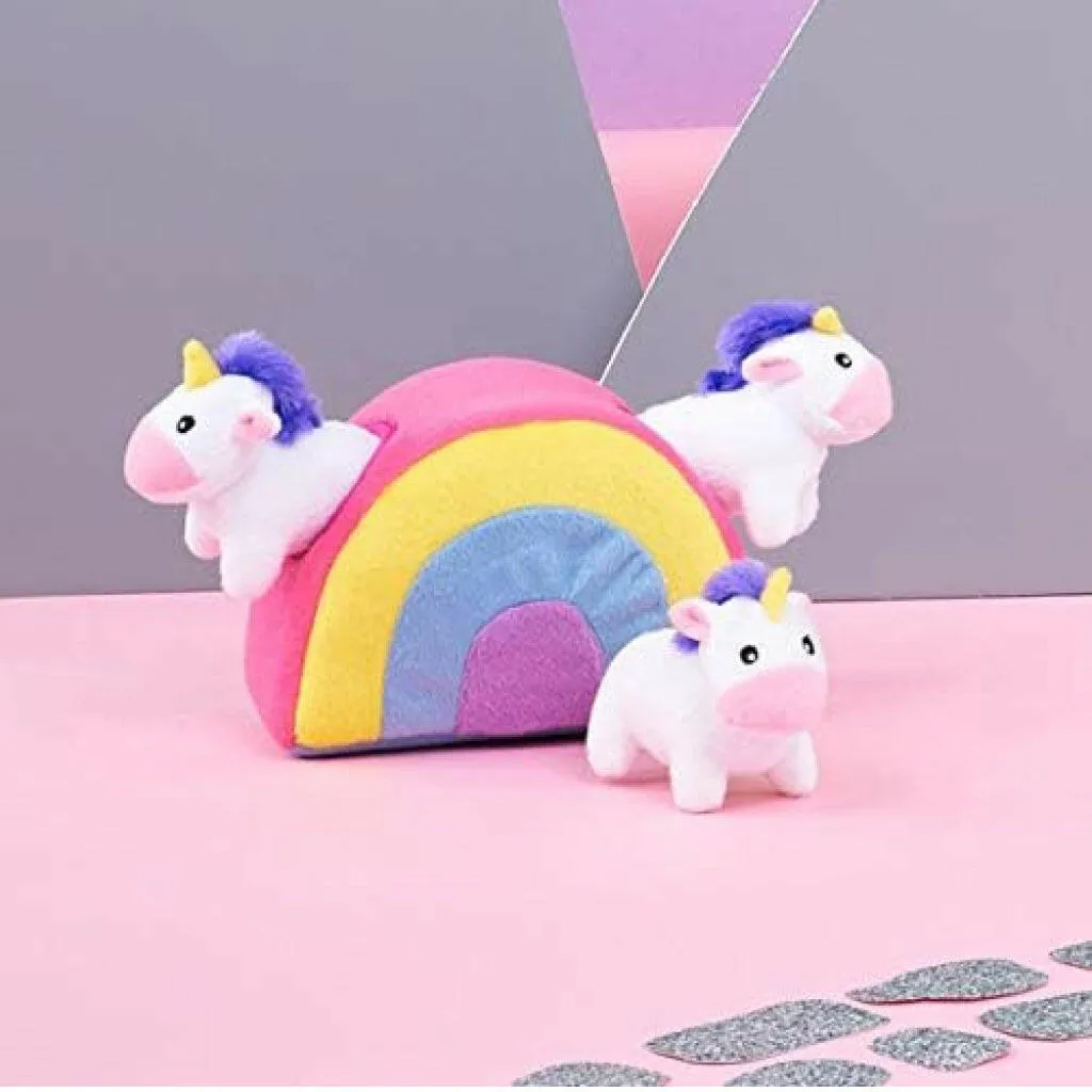 Zippy Paws Burrow Unicorns in Rainbow Interactive Squeaky Toy for Dogs