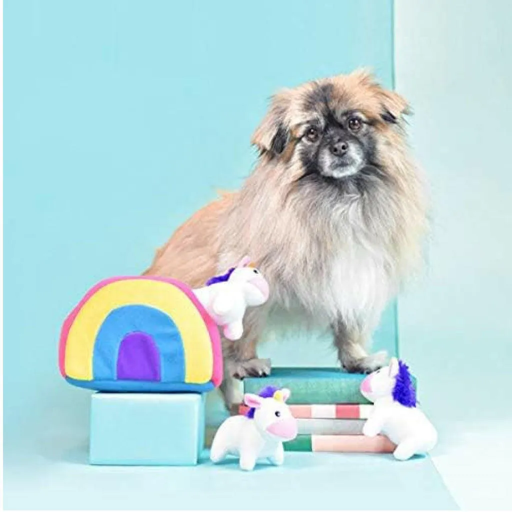 Zippy Paws Burrow Unicorns in Rainbow Interactive Squeaky Toy for Dogs